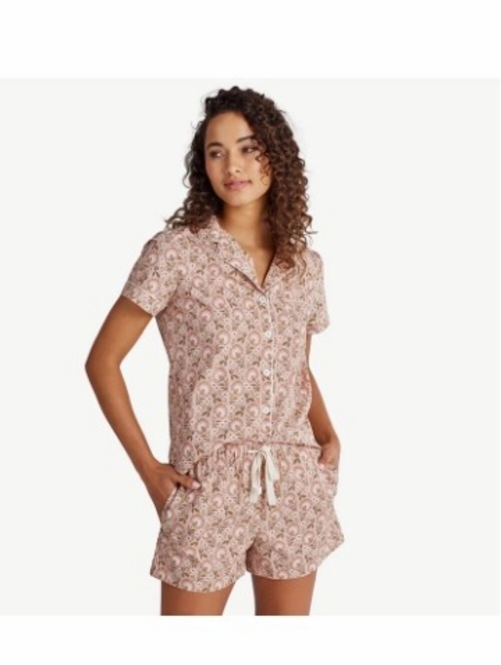 THE COMPANY STORE 100% Cotton Floral Poplin Mauve Floral Print Pajama Set S - Picture 8 of 9